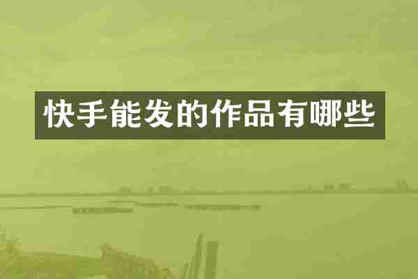 快手能发的作品有哪些