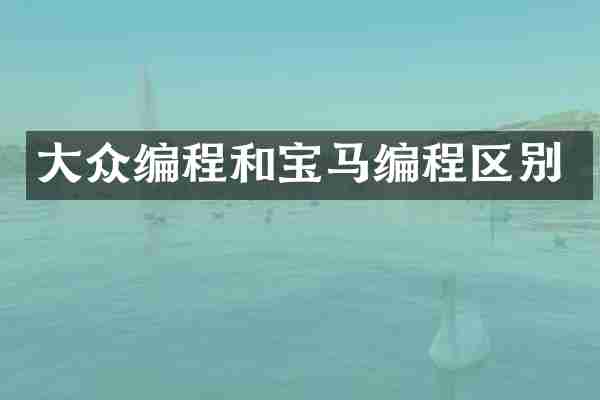 大众编程和宝马编程区别