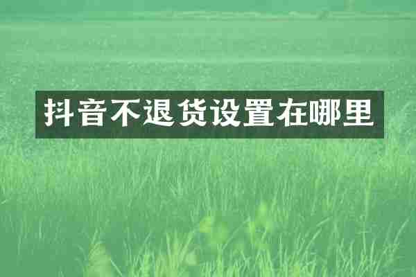 抖音不退货设置在哪里