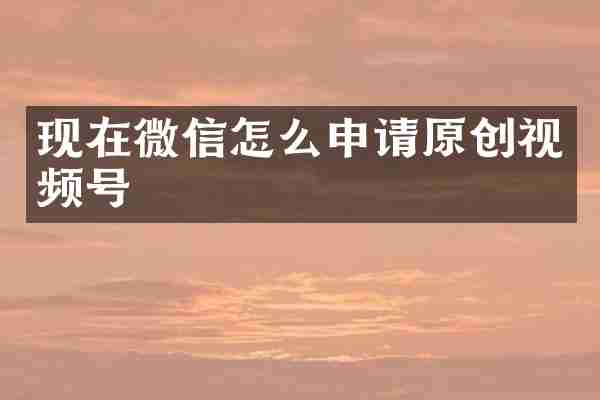 现在微信怎么申请原创视频号