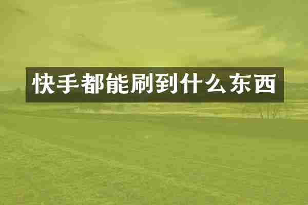 快手都能刷到什么东西