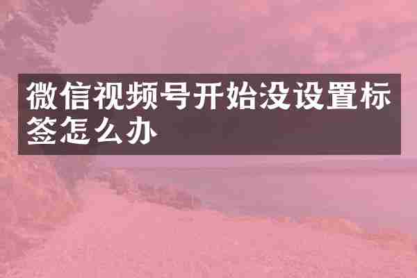 微信视频号开始没设置标签怎么办