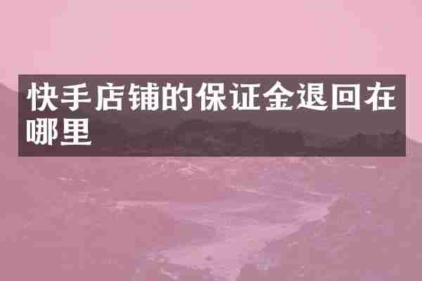 快手店铺的保证金退回在哪里