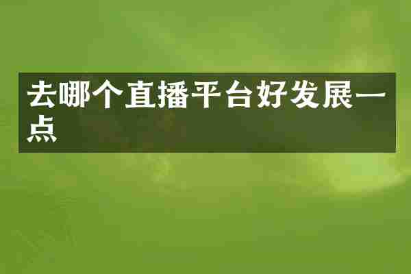 去哪个直播平台好发展一点