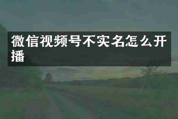 微信视频号不实名怎么开播