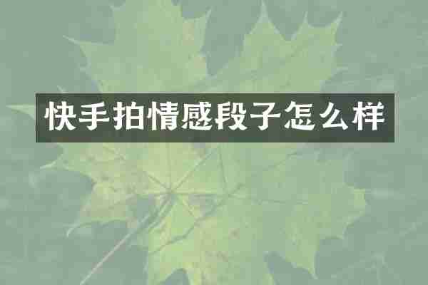 快手拍情感段子怎么样