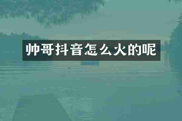 帅哥抖音怎么火的呢