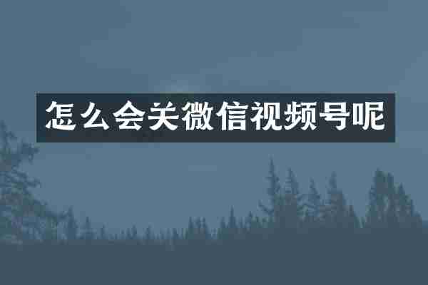 怎么会关微信视频号呢