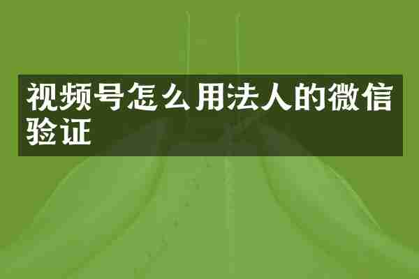 视频号怎么用法人的微信验证