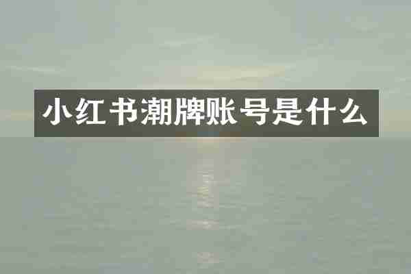 小红书潮牌账号是什么