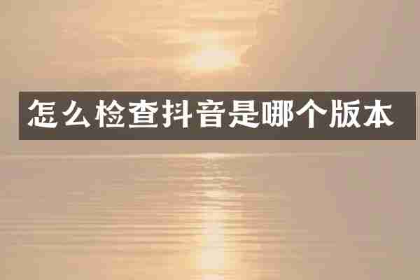 怎么检查抖音是哪个版本