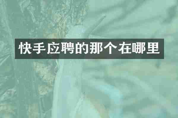 快手应聘的那个在哪里