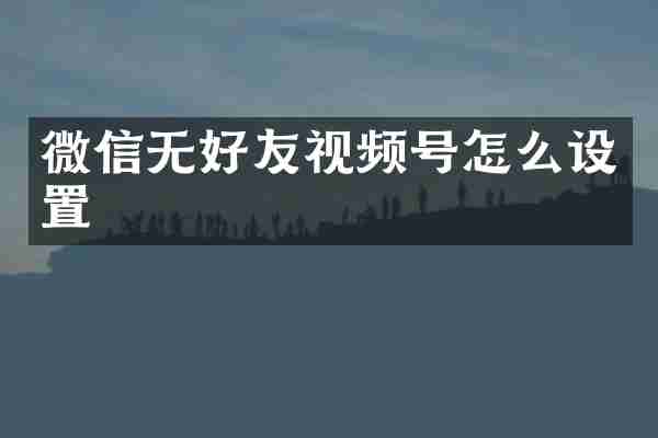 微信无好友视频号怎么设置