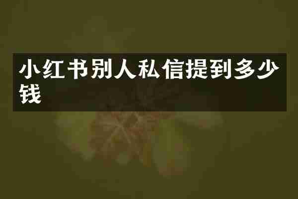 小红书别人私信提到多少钱