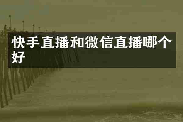 快手直播和微信直播哪个好
