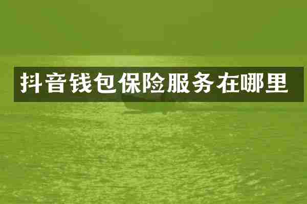 抖音钱包保险服务在哪里
