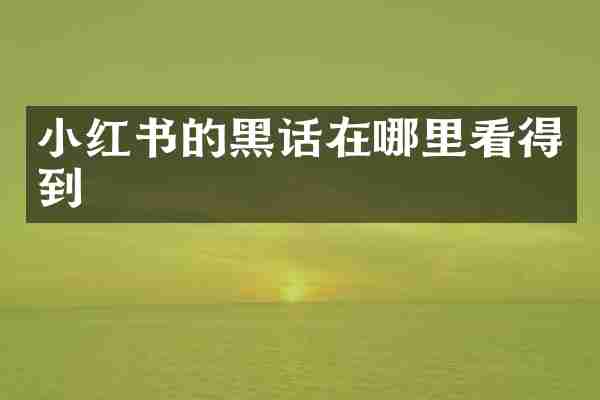 小红书的黑话在哪里看得到