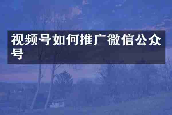 视频号如何推广微信公众号