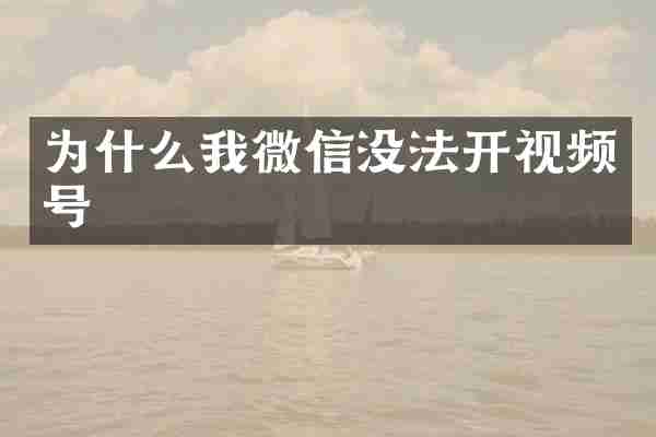 为什么我微信没法开视频号