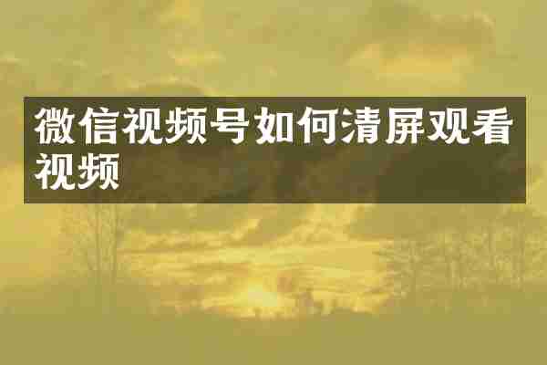 微信视频号如何清屏观看视频
