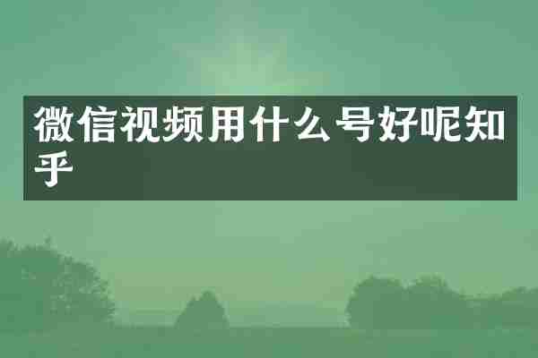 微信视频用什么号好呢知乎