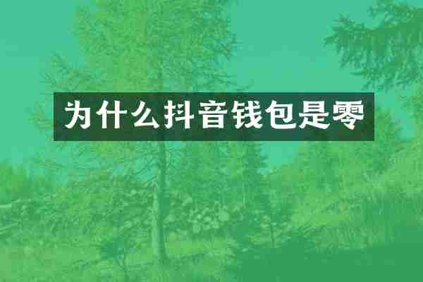为什么抖音钱包是零