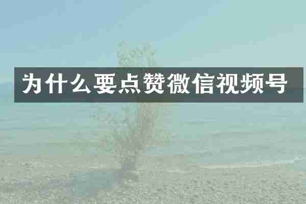 为什么要点赞微信视频号