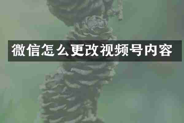 微信怎么更改视频号内容