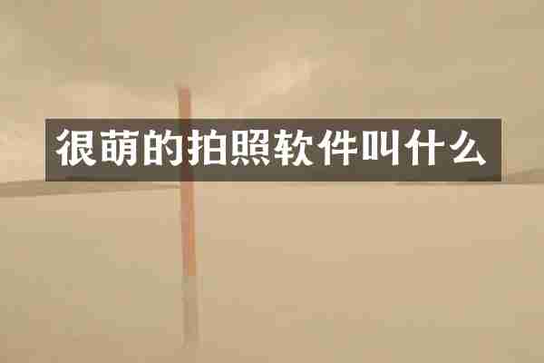 很萌的拍照软件叫什么