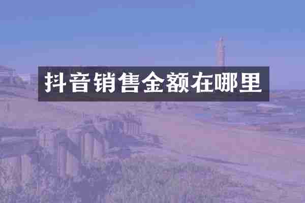 抖音销售金额在哪里