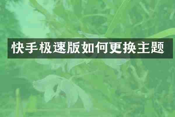 快手极速版如何更换主题