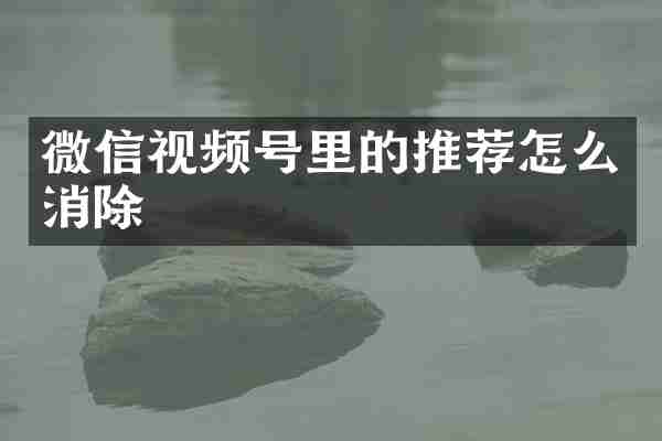 微信视频号里的推荐怎么消除