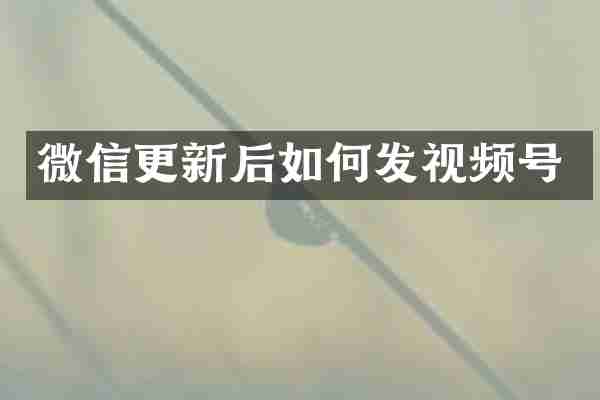 微信更新后如何发视频号