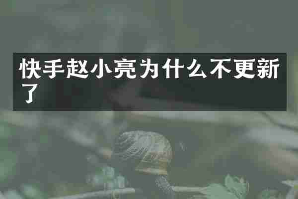 快手赵小亮为什么不更新了