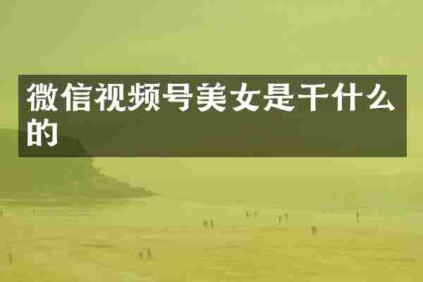 微信视频号美女是干什么的