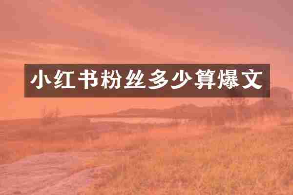 小红书粉丝多少算爆文