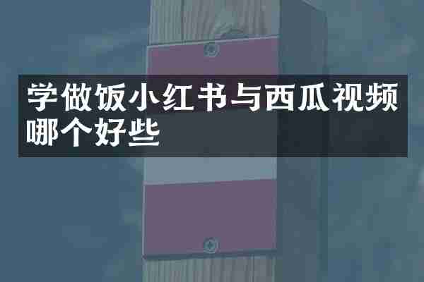 学做饭小红书与西瓜视频哪个好些