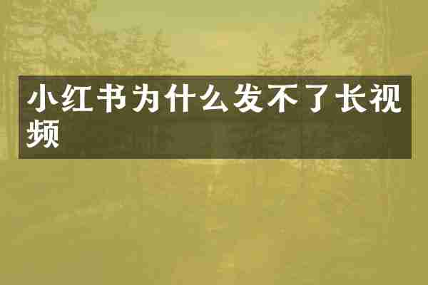 小红书为什么发不了长视频