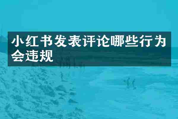 小红书发表评论哪些行为会违规