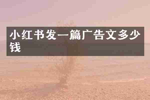 小红书发一篇广告文多少钱