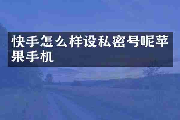 快手怎么样设私密号呢苹果手机