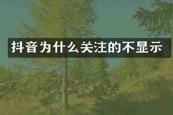 抖音为什么关注的不显示