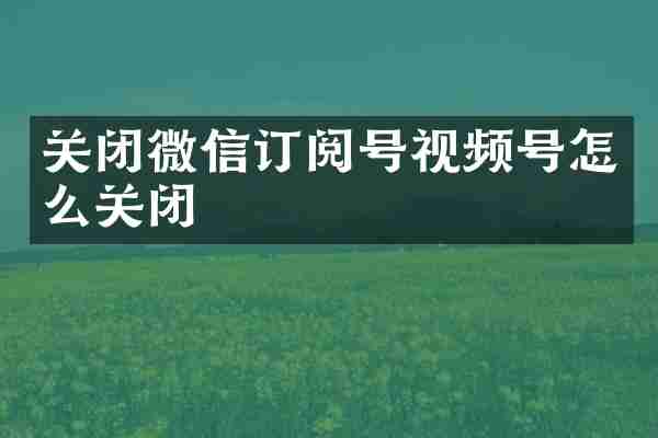 关闭微信订阅号视频号怎么关闭
