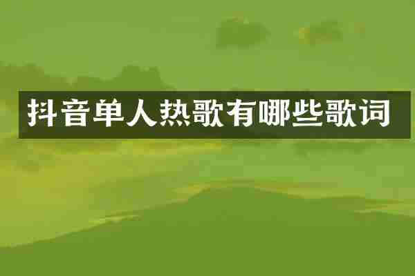 抖音单人热歌有哪些歌词