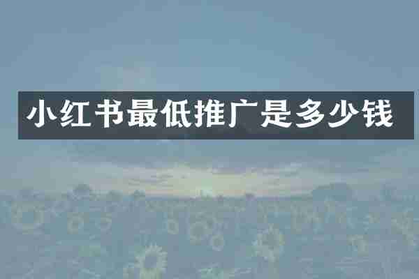 小红书最低推广是多少钱