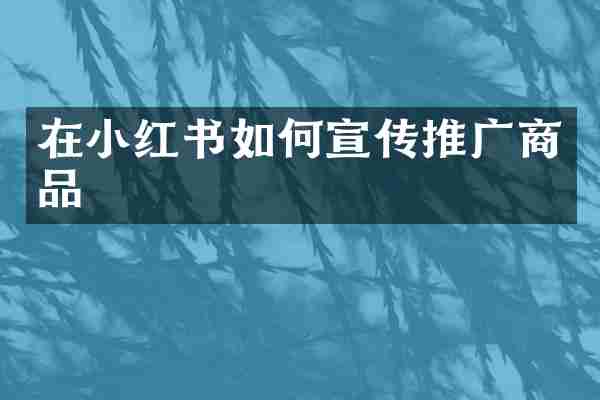 在小红书如何宣传推广商品