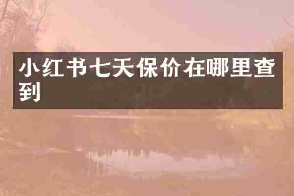 小红书七天保价在哪里查到