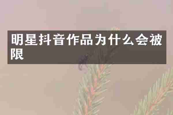 明星抖音作品为什么会被限
