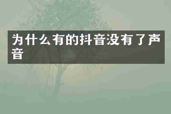 为什么有的抖音没有了声音
