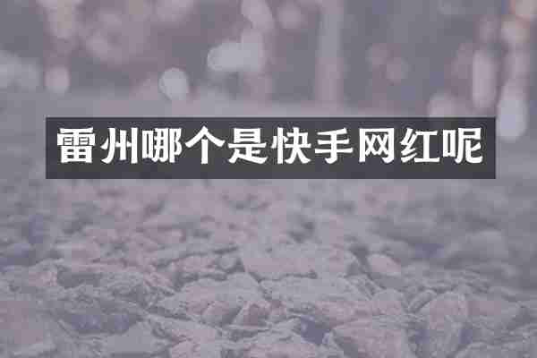 雷州哪个是快手网红呢